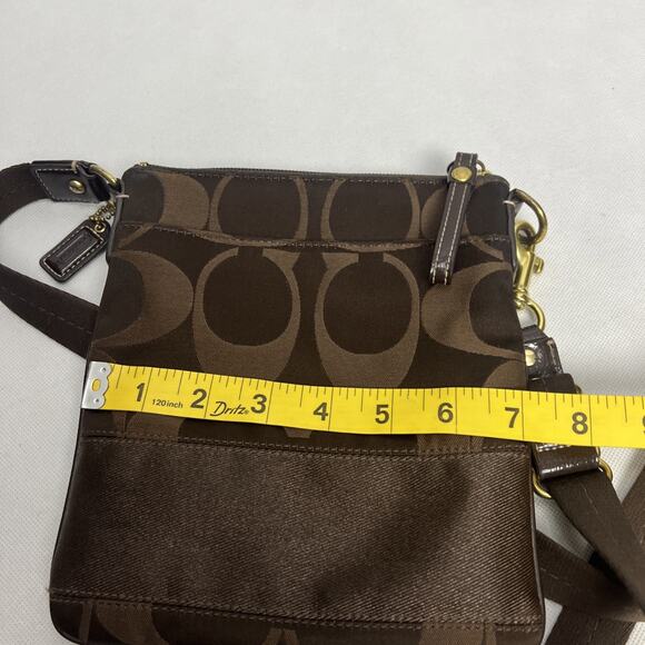 Coach Signature Logo Swingpack Crossbody Bag Brown Adjustable Strap Y2K COA - Picture 12 of 12